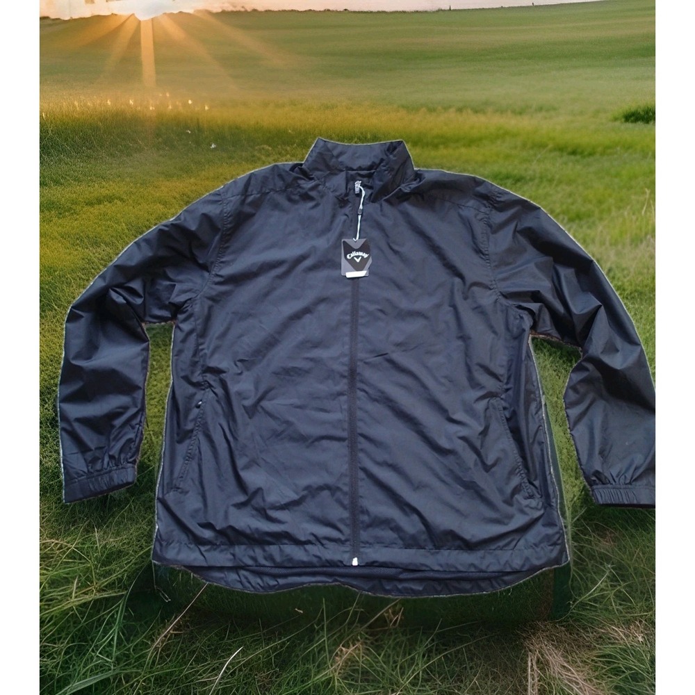 Callaway Windbreaker Jacket Mens XL Black New Wind Water Resistant CGM310 Caviar